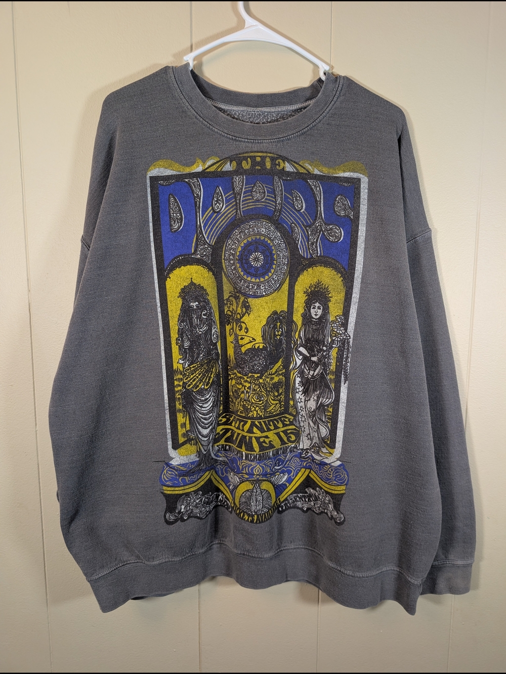THE DOORS Jim Morrison Concert Rock Band June 15, 1968 Gray Retro Sweatshirt OS